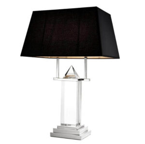 Nobu Crystal Nickel Table Lamp with Black Lamp Shade 75cm - Avant Garde Furniture - Designer Furniture Store & Luxury Home Decor