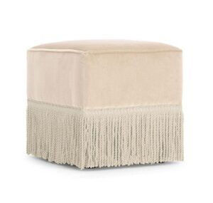 Baxter Beige Velvet Fringe Ottoman Stool - Avant Garde Furniture - Designer Furniture Store & Luxury Home Decor