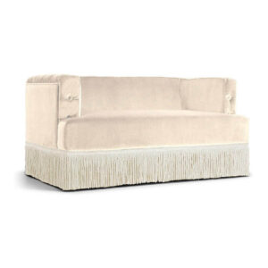 Baxter Beige Velvet Fringe Sofa 130cm - Avant Garde Furniture - Designer Furniture Store & Luxury Home Decor
