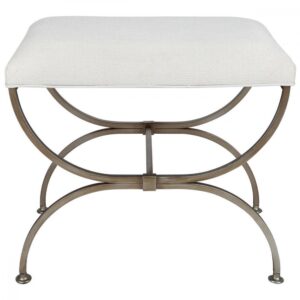 Novac White Linen Iron Stool - Avant Garde Furniture - Designer Furniture Store & Luxury Home Decor