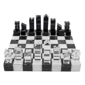 Objet D'art Black white Marble Crystal Chess Set 32 pieces - Avant Garde Furniture - Designer Furniture Store & Luxury Home Decor