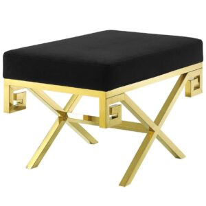 Okuro Black Velvet Gold Stool Ottoman - Avant Garde Furniture - Designer Furniture Store & Luxury Home Decor