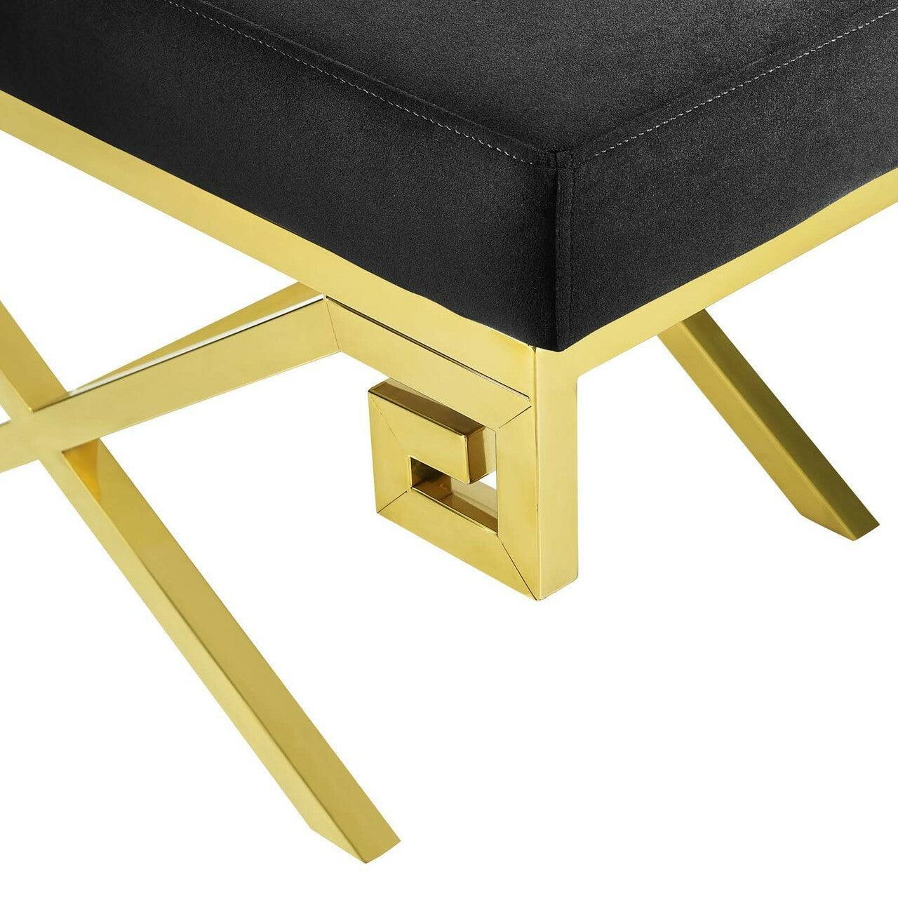 Okuro Black Velvet Gold Stool Ottoman - Avant Garde Furniture - Designer Furniture Store & Luxury Home Decor