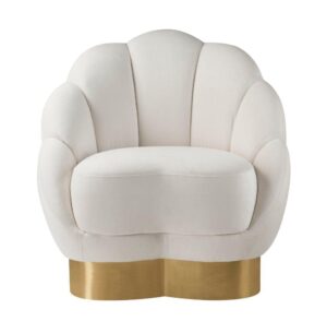 Olympia White Velvet Scallop Brass Chair - Avant Garde Furniture - Designer Furniture Store & Luxury Home Decor