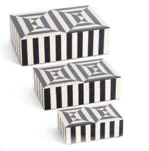 Opt Black White Lacquer Storage Box Set - Avant Garde Furniture - Designer Furniture Store & Luxury Home Decor