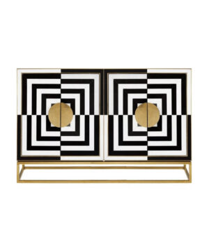 Opt Geometric Black White Brass Buffet - Avant Garde Furniture - Designer Furniture Store & Luxury Home Decor