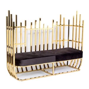 Opulence Black Velvet Gold Sofa Chair - Avant Garde Furniture - Designer Furniture Store & Luxury Home Decor