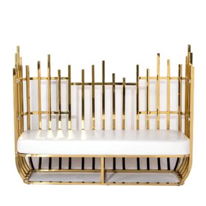Opulence White Velvet Gold Sofa Chair - Avant Garde Furniture - Designer Furniture Store & Luxury Home Decor