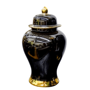 Pagoda Black and Gold Ceramic Temple Jar 60cm - Avant Garde Furniture - Designer Furniture Store & Luxury Home Decor