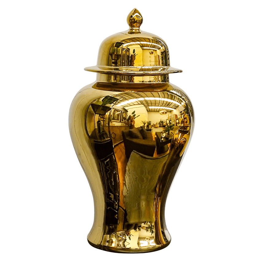 Pagoda Gold Ceramic Temple Jar 60cm - Avant Garde Furniture - Designer Furniture Store & Luxury Home Decor