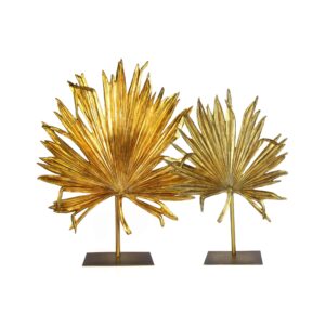 Palmier Gold Leaf Set on Black Marble Stand - Avant Garde Furniture - Designer Furniture Store & Luxury Home Decor