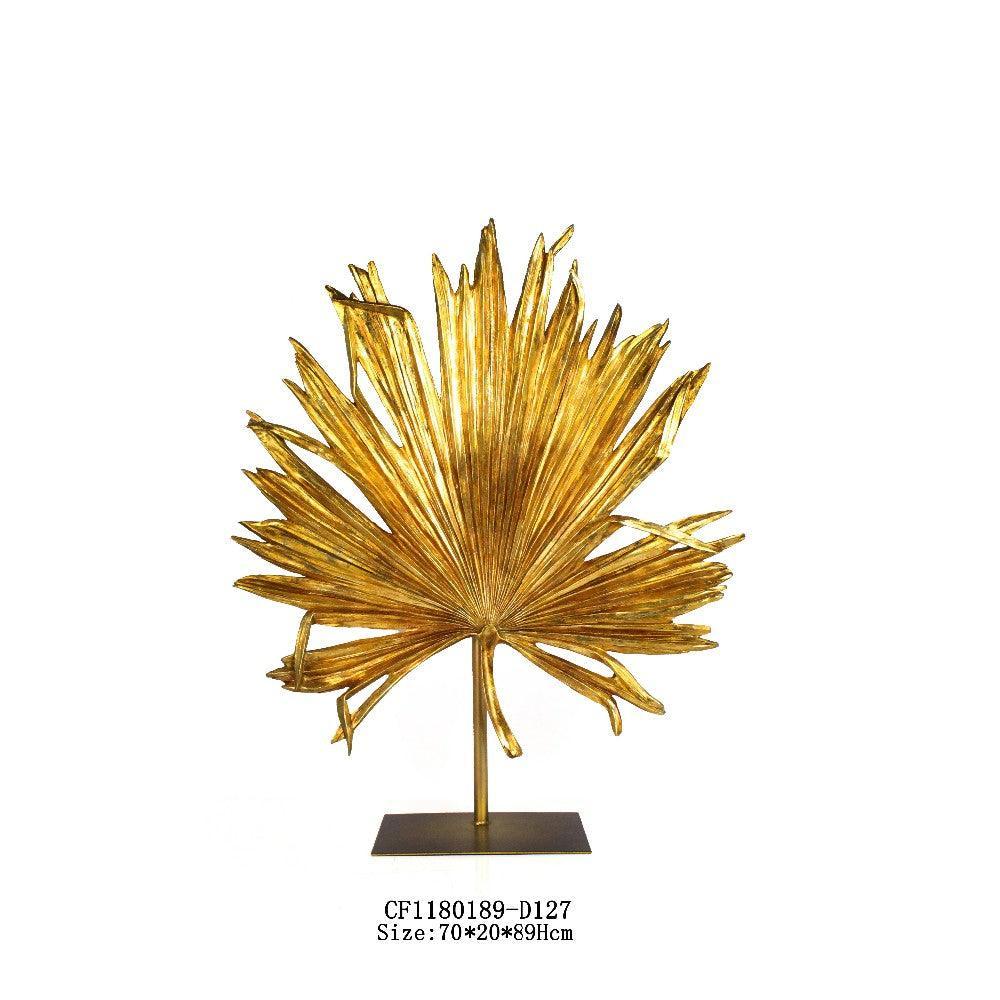 Palmier Gold Leaf Set on Black Marble Stand - Avant Garde Furniture - Designer Furniture Store & Luxury Home Decor