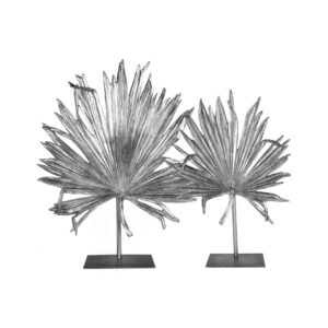 Palmier Silver Leaf Set on Black Marble Stand - Avant Garde Furniture - Designer Furniture Store & Luxury Home Decor