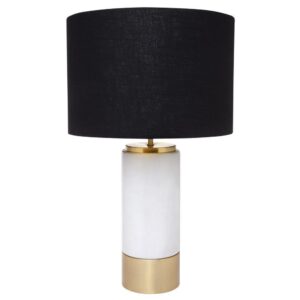 Paola White Marble Gold Table Lamp with Black Shade - Avant Garde Furniture - Designer Furniture Store & Luxury Home Decor