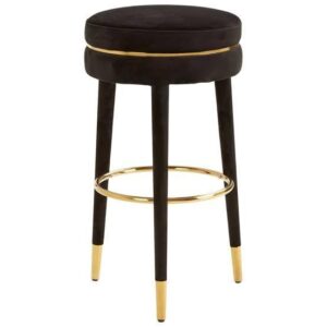 Parisian Black Velvet Brass Bar Stool - Avant Garde Furniture - Designer Furniture Store & Luxury Home Decor