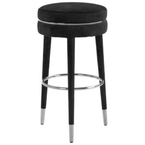 Parisian Black Velvet Silver Bar Stool - Avant Garde Furniture - Designer Furniture Store & Luxury Home Decor