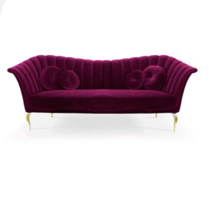 Parisian Burgundy Velvet Gold Sofa 220cm - Avant Garde Furniture - Designer Furniture Store & Luxury Home Decor
