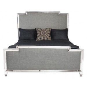 Park Avenue Grey Linen Chrome Bed - Avant Garde Furniture - Designer Furniture Store & Luxury Home Decor