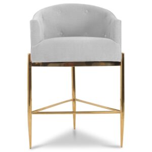 Park Avenue Light Grey Velvet Gold Counter Stool - Avant Garde Furniture - Designer Furniture Store & Luxury Home Decor