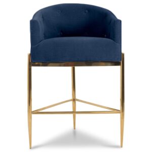 Park Avenue Navy Velvet Gold Counter Stool - Avant Garde Furniture - Designer Furniture Store & Luxury Home Decor