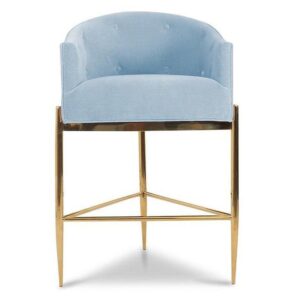 Park Avenue Sky Blue Velvet Brass Counter Stool - Avant Garde Furniture - Designer Furniture Store & Luxury Home Decor