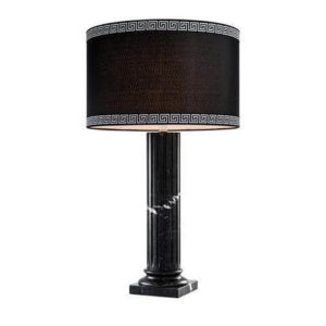 Parthenon Black Marble Lamp with Greek Key Lamp Shade 80cm - Avant Garde Furniture - Designer Furniture Store & Luxury Home Decor