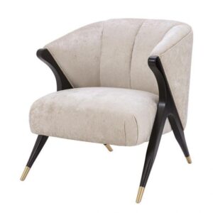 Pavone Off White Velvet Brass Armchair - Avant Garde Furniture - Designer Furniture Store & Luxury Home Decor