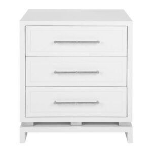 Pearl White Nickel Bedside Table - Avant Garde Furniture - Designer Furniture Store & Luxury Home Decor