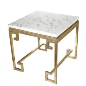 Phoenician White Grey Marble Gold Sidetable - Avant Garde Furniture - Designer Furniture Store & Luxury Home Decor