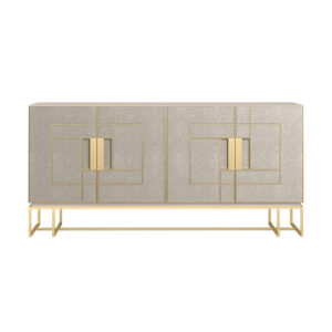 Piemont Beige Leather Brass Buffet - Avant Garde Furniture - Designer Furniture Store & Luxury Home Decor