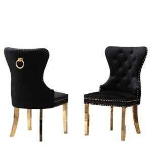 Portofino Black Velvet Tufted Dining Chair - Avant Garde Furniture - Designer Furniture Store & Luxury Home Decor