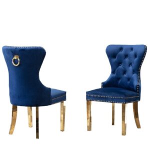 Portofino Blue Velvet Tufted Dining Chair - Avant Garde Furniture - Designer Furniture Store & Luxury Home Decor