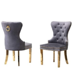 Portofino Grey Velvet Tufted Dining Chair - Avant Garde Furniture - Designer Furniture Store & Luxury Home Decor