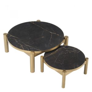 Quest Black Marble Brushed Brass Coffee Table Set - Avant Garde Furniture - Designer Furniture Store & Luxury Home Decor