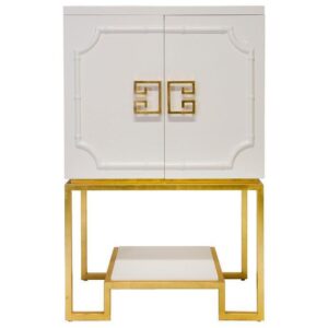 Regal White Gold Leaf Bar Cabinet - Avant Garde Furniture - Designer Furniture Store & Luxury Home Decor