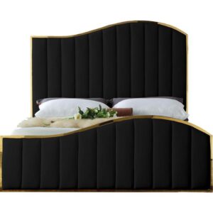 Regency Black Velvet Gold Bed - Avant Garde Furniture - Designer Furniture Store & Luxury Home Decor
