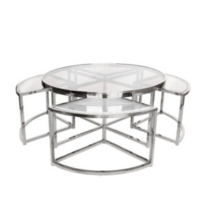 Regency Chrome Glass Coffee Table Set - Avant Garde Furniture - Designer Furniture Store & Luxury Home Decor