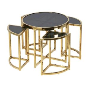 Regency Gold Black Glass Sidetable Set - Avant Garde Furniture - Designer Furniture Store & Luxury Home Decor