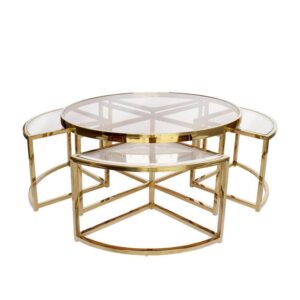 Regency Gold Glass Coffee Table Set - Avant Garde Furniture - Designer Furniture Store & Luxury Home Decor