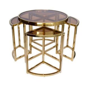 Regency Gold Smoked Glass Sidetable Set - Avant Garde Furniture - Designer Furniture Store & Luxury Home Decor