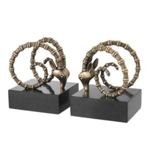 Regency Ibex Antique Brass Marble Bookend Set - Avant Garde Furniture - Designer Furniture Store & Luxury Home Decor