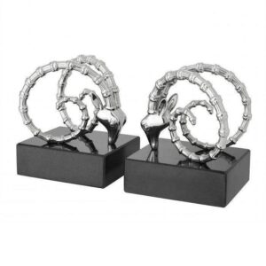 Regency Ibex Horn Nickel Marble Bookend Set - Avant Garde Furniture - Designer Furniture Store & Luxury Home Decor