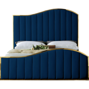 Regency Navy Velvet Gold Bed - Avant Garde Furniture - Designer Furniture Store & Luxury Home Decor