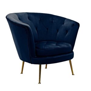 Regency Navy Velvet Tufted Gold Armchair - Avant Garde Furniture - Designer Furniture Store & Luxury Home Decor
