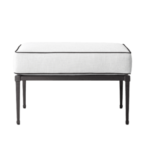 Regency Outdoor Black Iron White Ottoman - Avant Garde Furniture - Designer Furniture Store & Luxury Home Decor