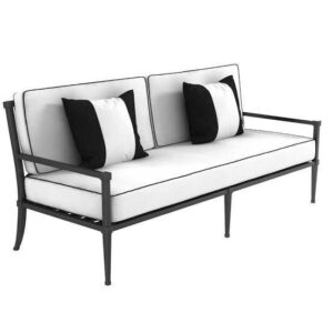 Regency Outdoor Black Iron White Sofa 185cm - Avant Garde Furniture - Designer Furniture Store & Luxury Home Decor
