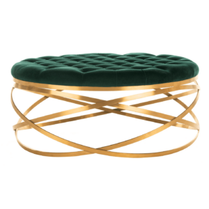 Regency Tufted Emerald Velvet Ottoman Table Gold - Avant Garde Furniture - Designer Furniture Store & Luxury Home Decor