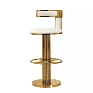 Regency White Leather Brass Counter Stool - Avant Garde Furniture - Designer Furniture Store & Luxury Home Decor
