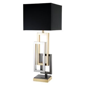 Regina Nickel Brass Table Lamp with Black Shade - Avant Garde Furniture - Designer Furniture Store & Luxury Home Decor