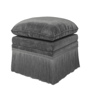 Rochas Grey Velvet Fringe Stool - Avant Garde Furniture - Designer Furniture Store & Luxury Home Decor
